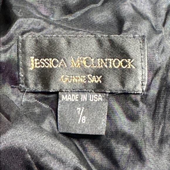 Vintage Gunne Sax Jessica McClintock Black Floral Velvet Size 7/8 - Picture 8 of 12